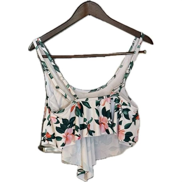 Blue and Pink Crop Tie Front Tank Top - Picture 2 of 4